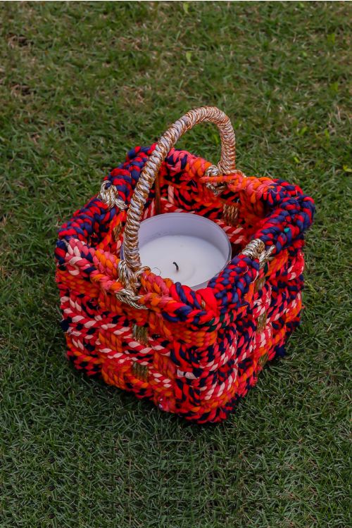 Magenta Upcycled Textile Basket