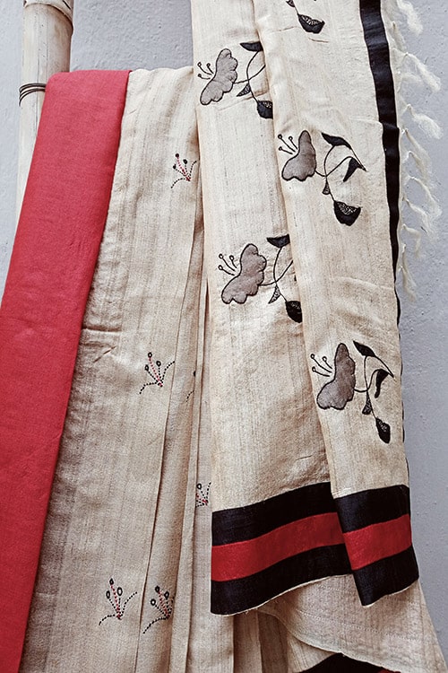 Bun.Kar Bihar 'Vasudha' Applique & Sujini Embroidery Silk Saree