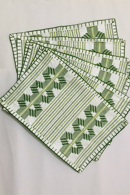 Samuday Craft Set Of 6 Green Taat Table Matt