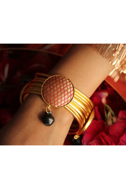 Kabbish'S Bharatnatyam Cylindrical Bangles Set, Black Pottery