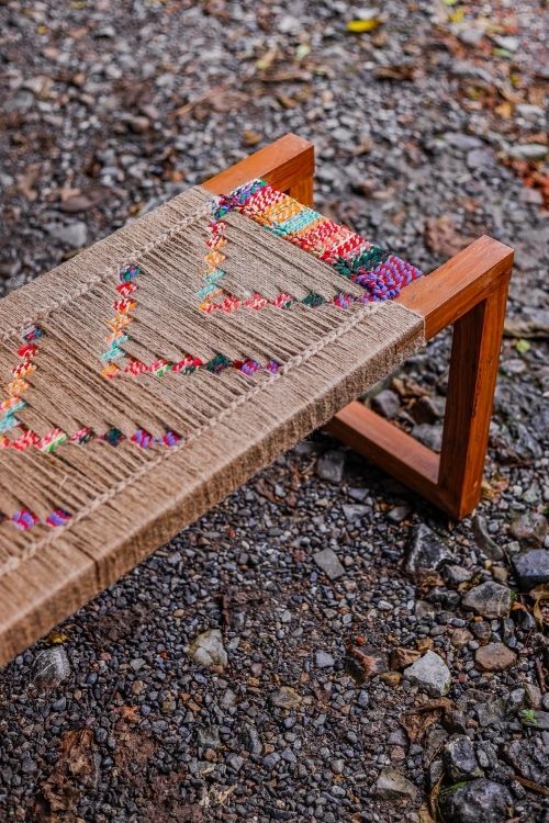 Sirohi Rangeen Jute & Textile Wooden Bench