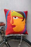 Bun.Kar Bihar 'Nari' Sujini & Applique Embroidery Cotton Cushion Cover