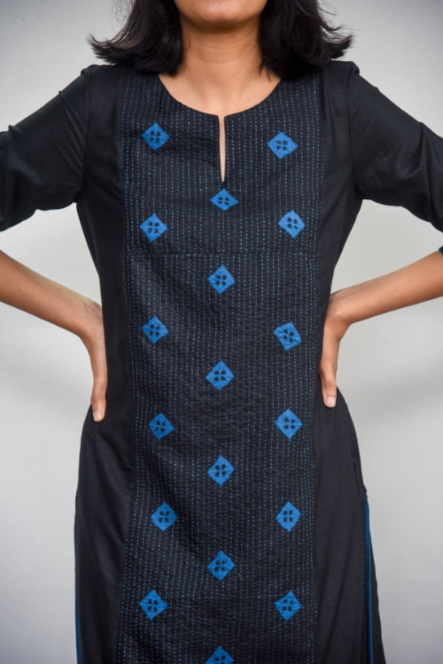  Sadhna Aagunch Black Cotton Silk Kurta For Women Online