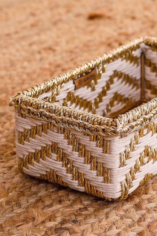 Sirohi Memories Trinket Storage Tray - White & Gold
