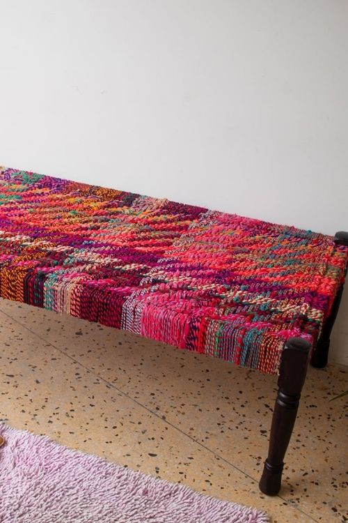 Sirohi Cherry Upcycled Textile Charpai