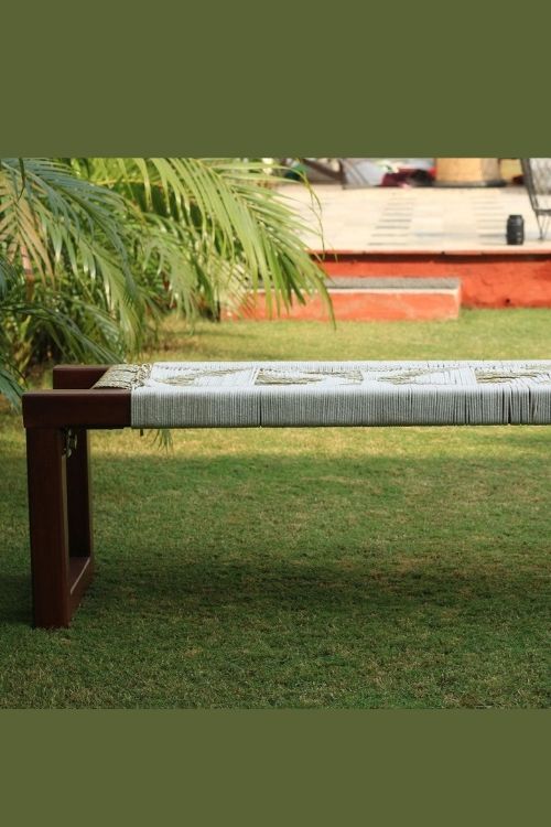 Sirohi Muse Cotton & Gold Plastic Wooden Bench