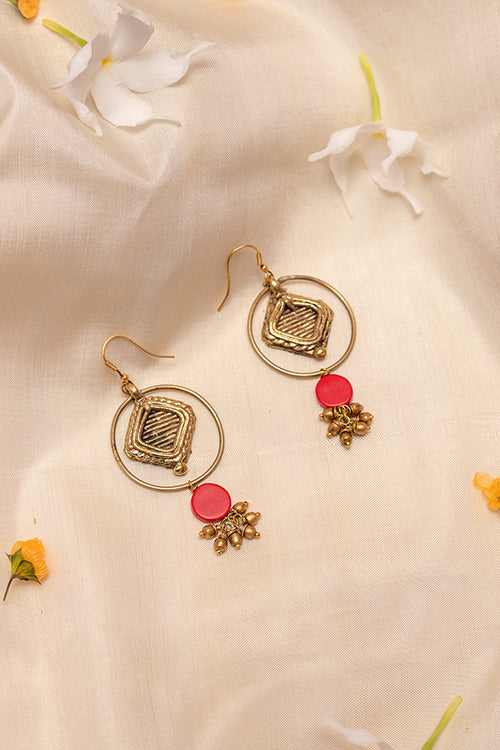 Miharu Red and Glod Tone earrings