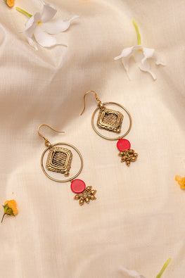 Miharu Red and Glod Tone earrings