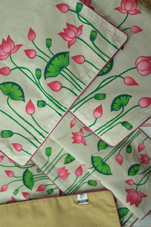 Diorama Designs Handpainted Pichwai Chanderi Silk  Table Mats