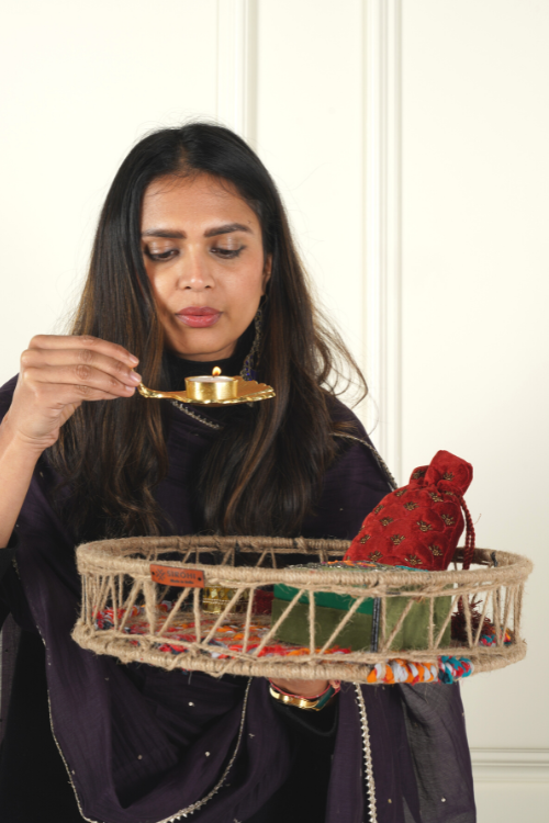 Sirohi Spiral Upcycled Textile Round Tray