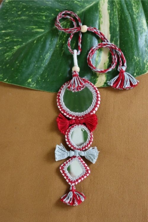 Mirror Work Fabric Earrings with Metal Jhumkas – A Local Tribe