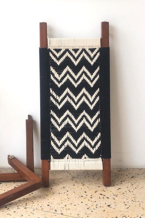 Double Wave Cotton Wooden Bench