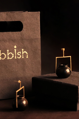 Kabbish'S Kalash Drop Earrings, Black Pottery