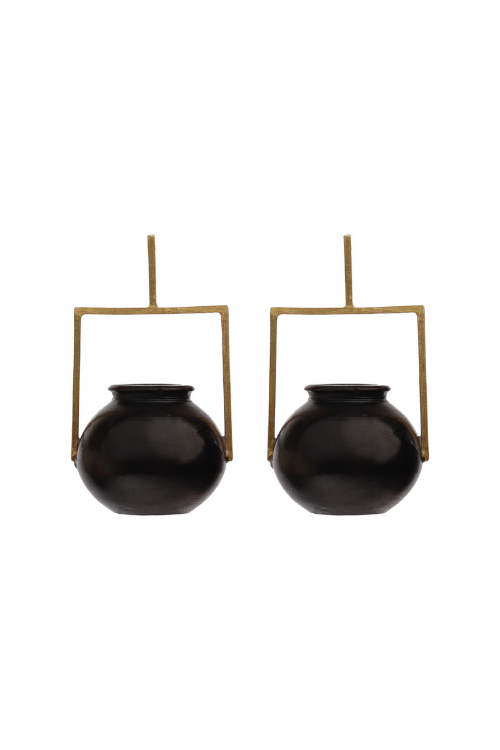 Kabbish'S Kalash Drop Earrings, Black Pottery