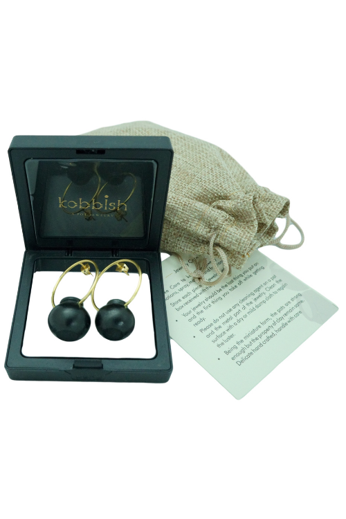 Kabbish'S  Black Pottery Kalash Hanged Hoop Earrings
