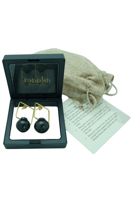Kabbish'S  Black Pottery Kalash Hanged Square Hoop Earrings