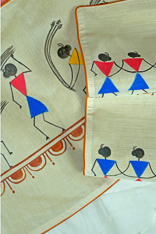 Diorama Designs Handpainted Chanderi Silk Warli Table Mats