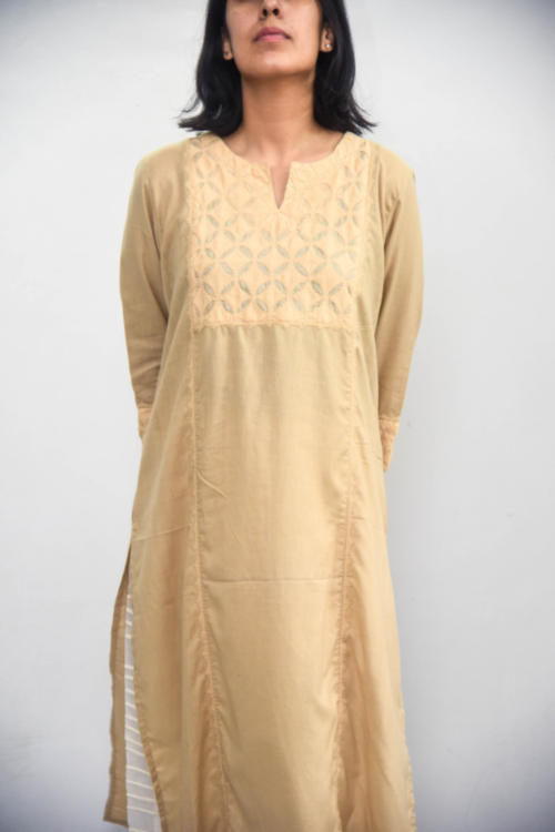  Sadhna Bawli Beige Cut Work Cotton Kurta For Women Online