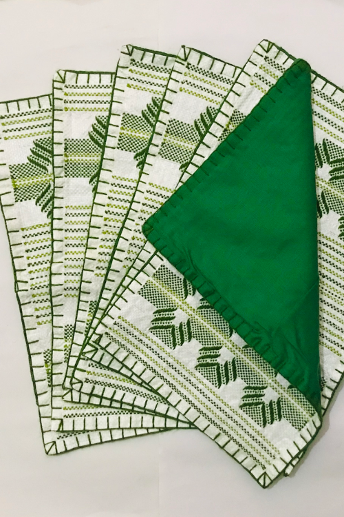 Samuday Craft Set Of 6 Green Taat Table Matt