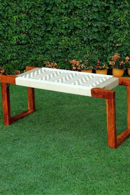 Sirohi Sona Cotton & Jute Wooden Bench
