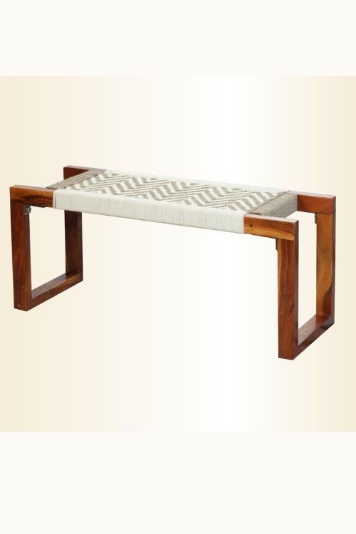 Sirohi Sona Cotton & Jute Wooden Bench