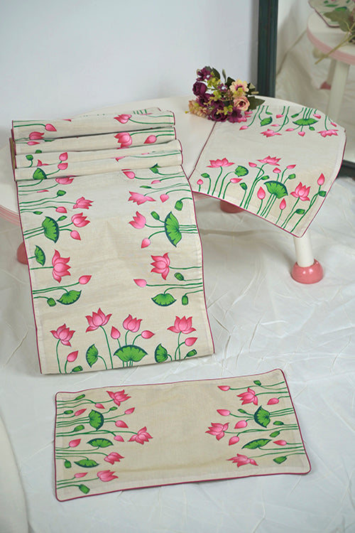 Diorama Designs Handpainted Pichwai Chanderi Silk  Table Runner