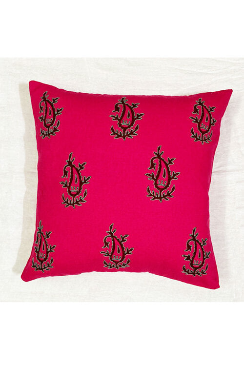 Red-Handblock-Printing-With-Hand-Embroidery-Cushion-Cover