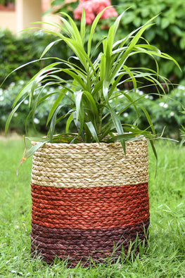Handmade Sabai Grass Planter Large (Brown)