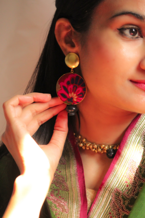 Kabbish'S Bharatnatyam Dangler Earrings,Black Pottery