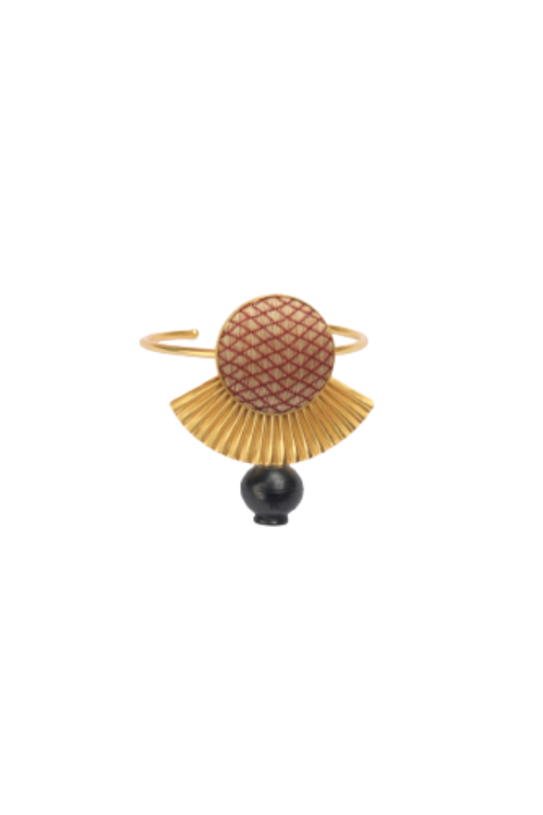 Kabbish'S Bharatnatyam Fan Drape Bracelet, Black Pottery