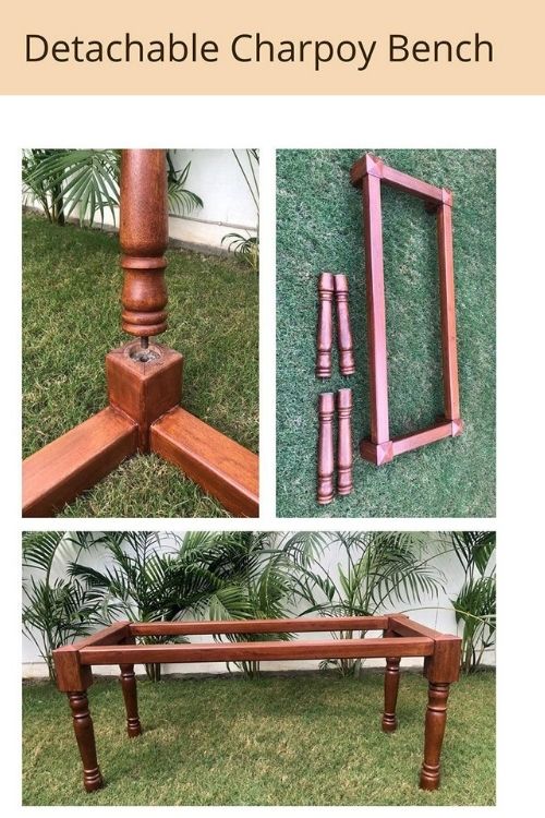 Sirohi Muse Cotton & Gold Plastic Wooden Bench