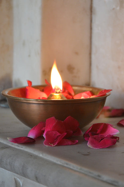 Anantaya Lift Top Lau Diya Br Oil Lamp S - Gold/Copper Copper , Brass , Oil