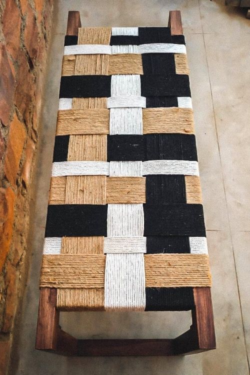 Sirohi Gulmohar Cotton Wooden Bench