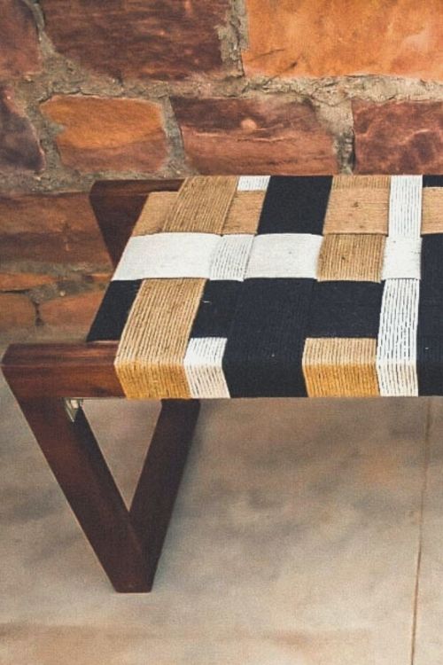Sirohi Gulmohar Cotton Wooden Bench