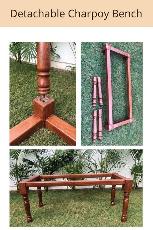 Sirohi Gulmohar Cotton Wooden Bench