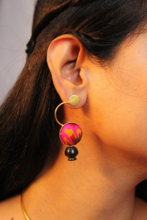 Kabbish'S Bharatnatyam Drop Earrings, Black Pottery