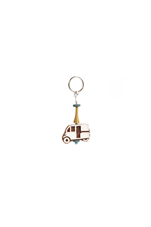 Traditional Wooden Hand Carved Keychain Autorickshaw