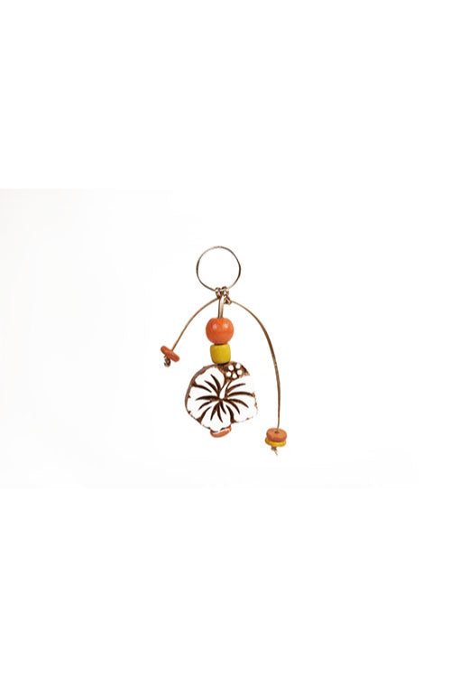 Traditional Wooden Hand Carved Keychain Hibiscus