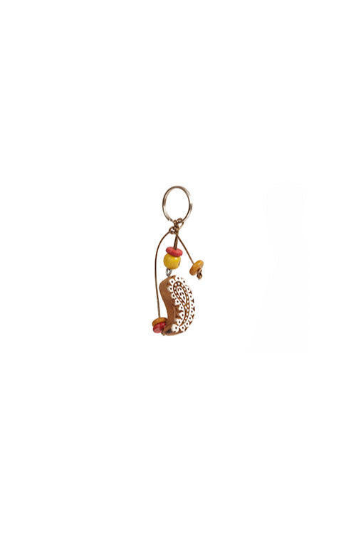 Traditional Wooden Hand Carved Keychain Paisley