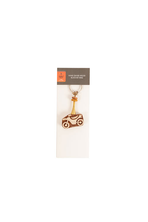 Traditional Wooden Hand Carved Keychain Motorcycle