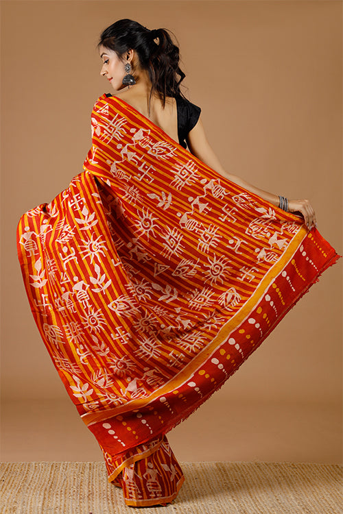 GC 'Bodhi' Handwoven Hand Batik Pure Silk with SilkMark Saree