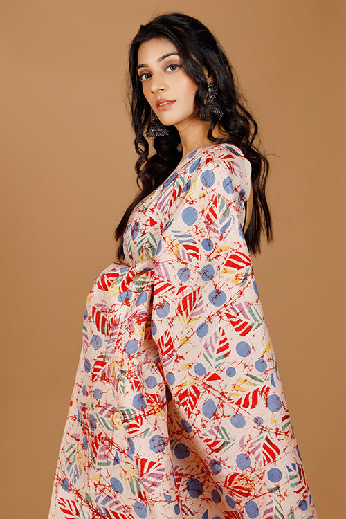 GC 'Redbud' Handwoven Hand Batik Pure Silk with SilkMark Saree