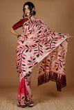 GC 'Pinnate' Handwoven Hand Batik Pure Silk with Silk Mark Saree