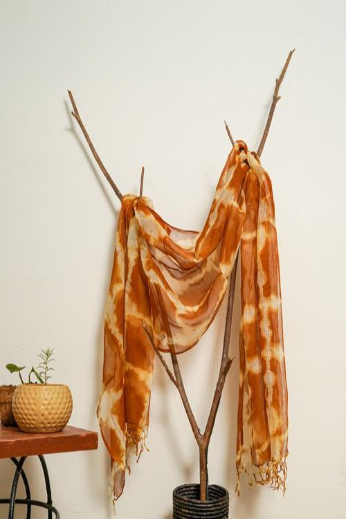 Brown Kota Doria Tie-Dye Dupatta