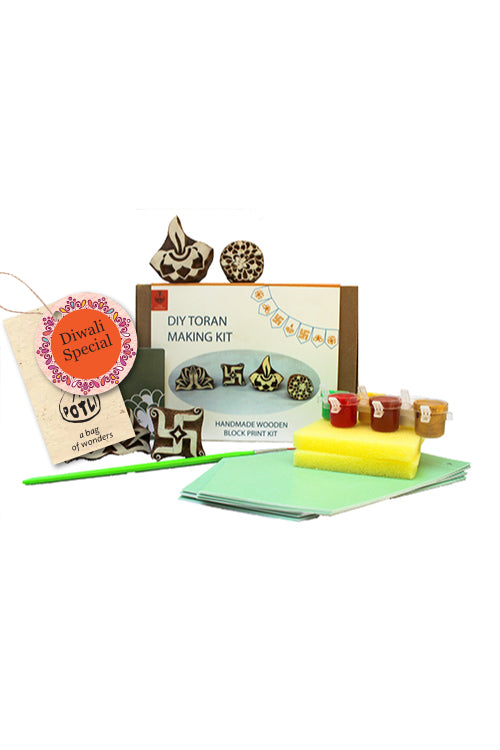 POTLI Handmade Wooden Block Print Craft Kit - DIY Toran making kit