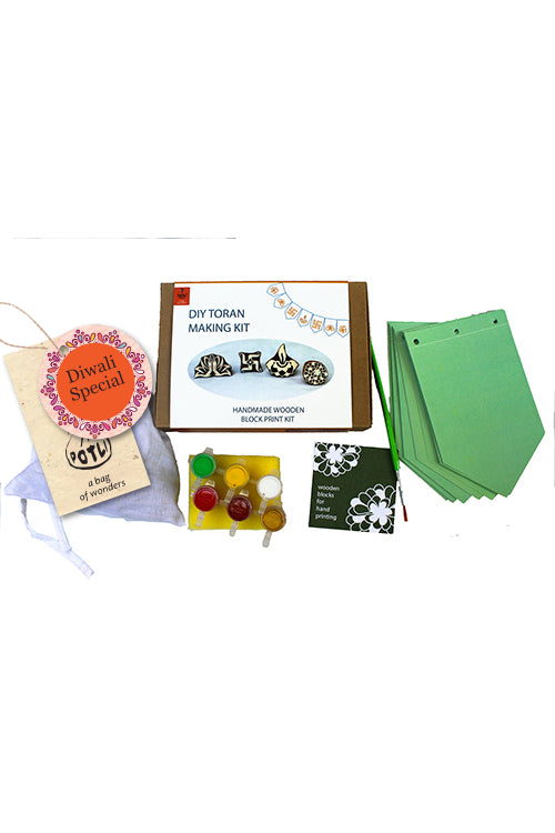POTLI Handmade Wooden Block Print Craft Kit - DIY Toran making kit
