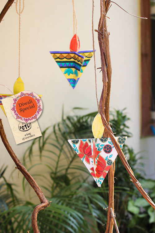 POTLI DIY Educational Craft kit - Paper Diya making kit with Madhubani Art 6 years +