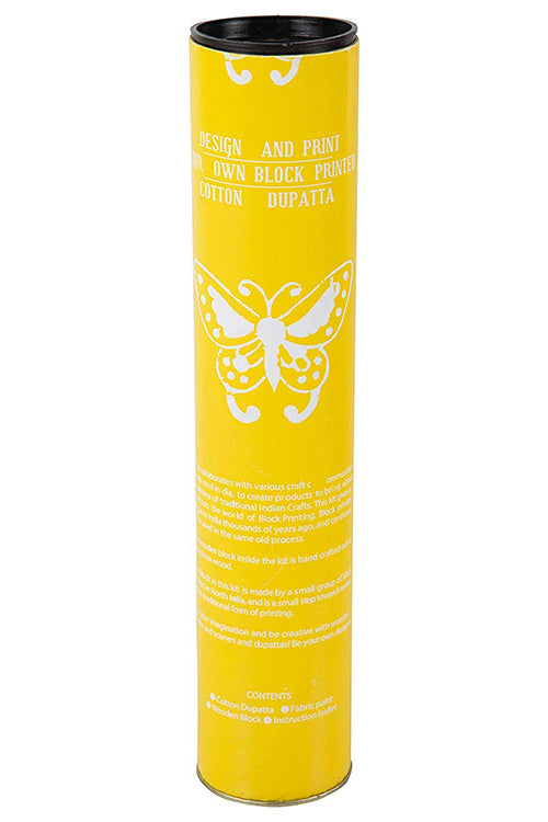 Potli DIY Dupatta Block Print Kit - Butterfly (Yellow)