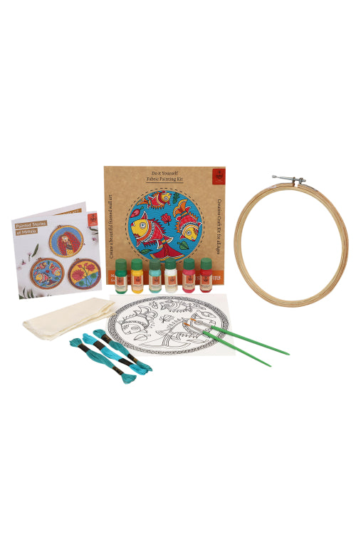 Potli Handmade DIY Fabric Painitng kit Madhubani Fish 8" for Adults