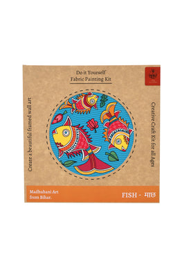 Potli Handmade DIY Fabric Painitng kit Madhubani Fish 8" for Adults
